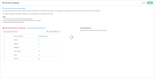 Edit location mappings with sample locations to be mapped