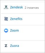 List of apps, with 2 instances showing next to the Zendesk listing